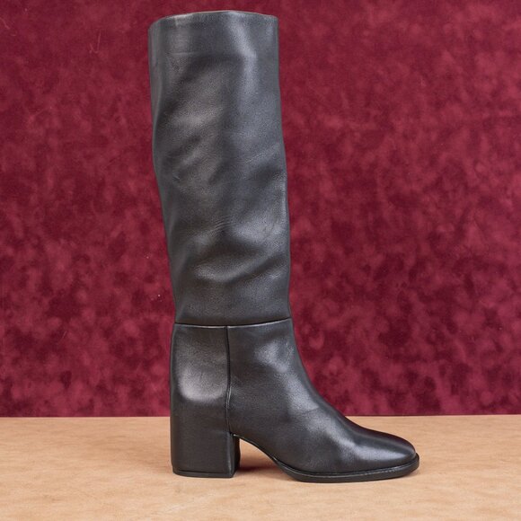 Steve Madden Women Nohanna Black Fashion Zip Leather Knee Boots Sz 8.5 - Picture 4 of 10